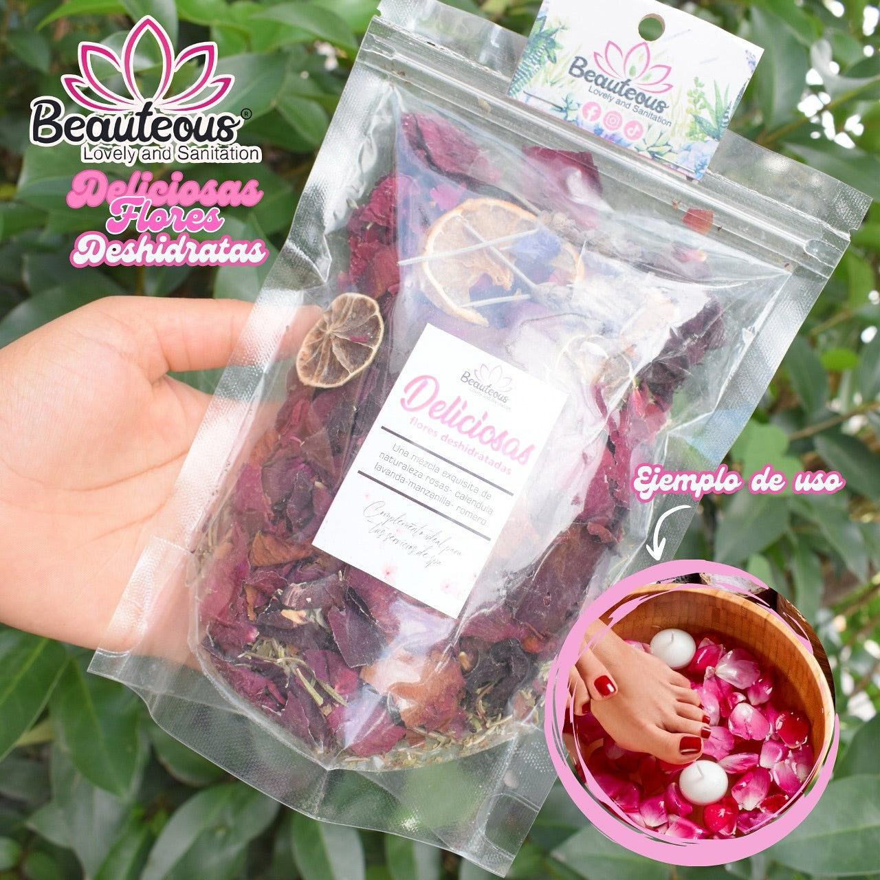 DELICIOSAS Mezcla exquisita de Naturaleza Rosas caléndula Lavanda Manzanilla y romero