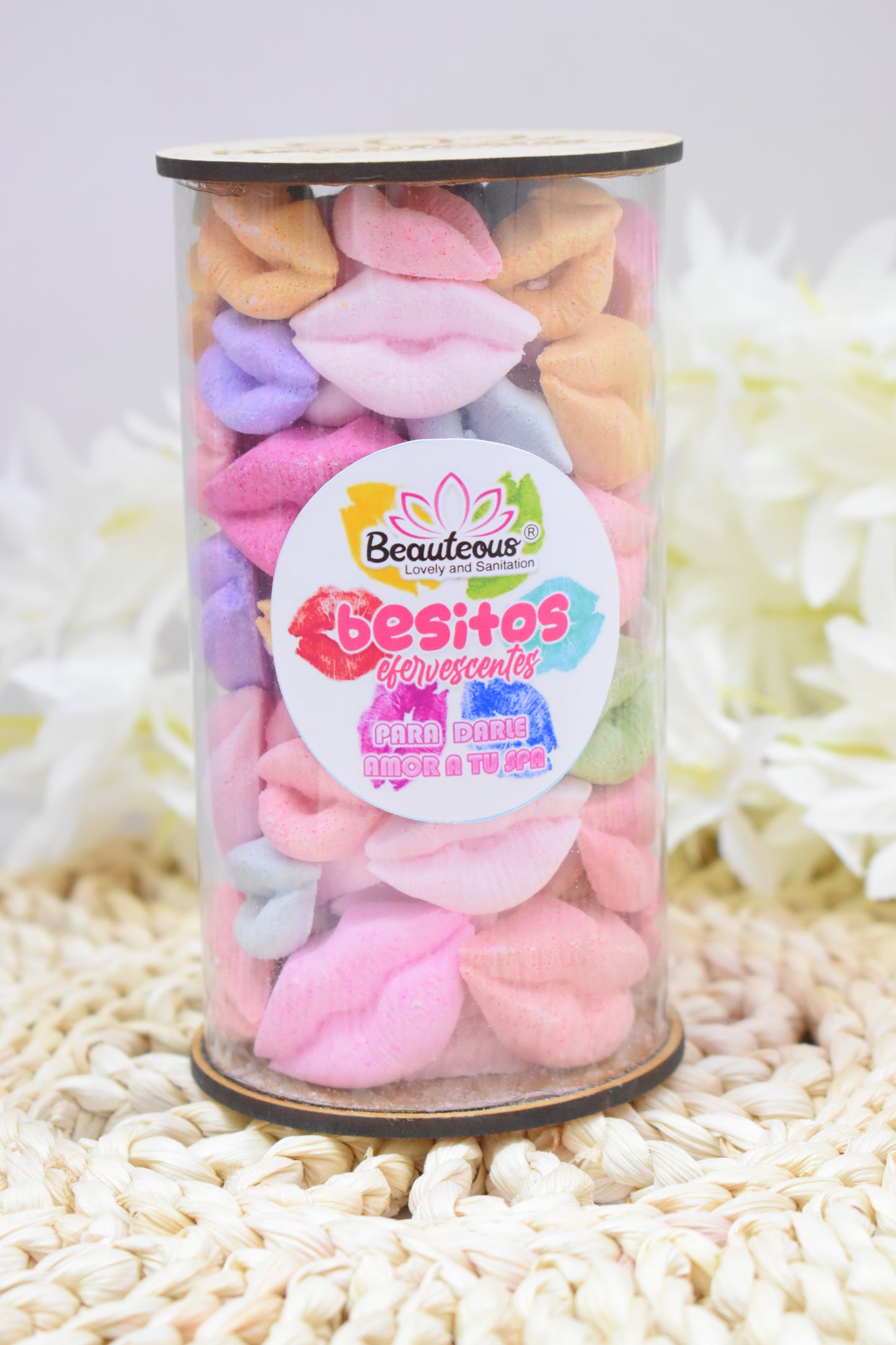 BOMBAS EFERVECENTES BOTE GRANDE BESOS MIX COLORES