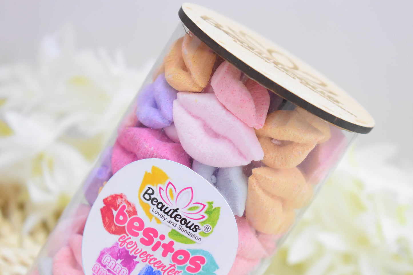BOMBAS EFERVECENTES BOTE GRANDE BESOS MIX COLORES