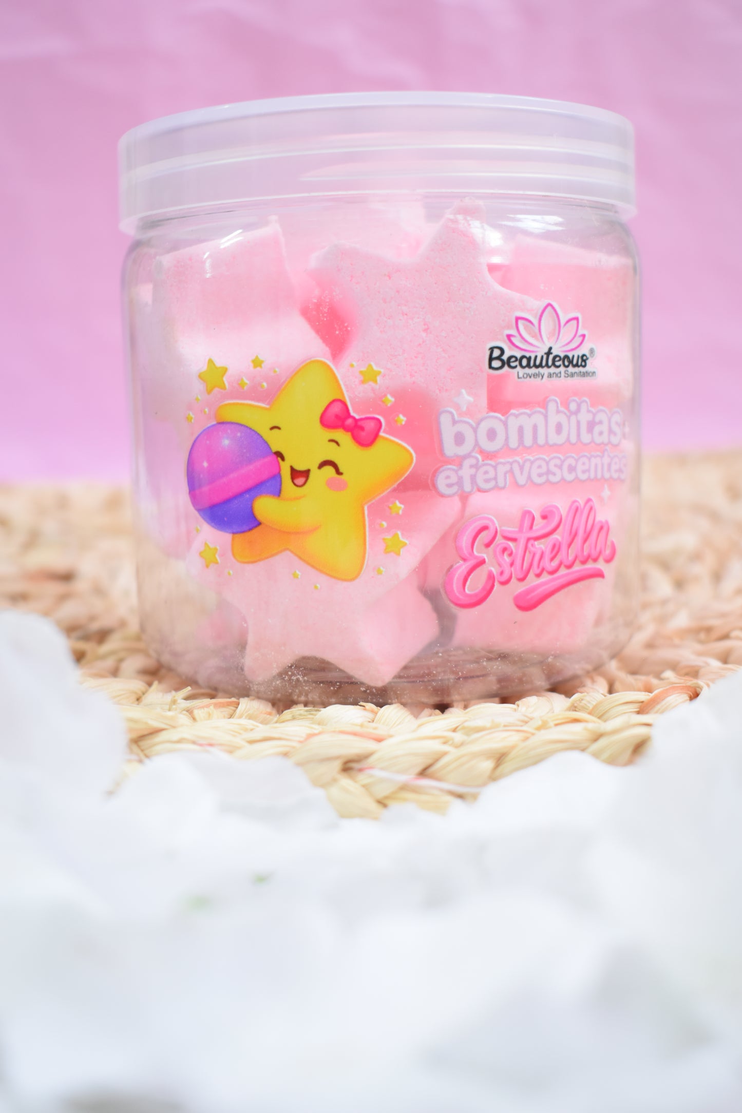 Bombas Efervescentes en Forma de Estrellas Rosas 500G