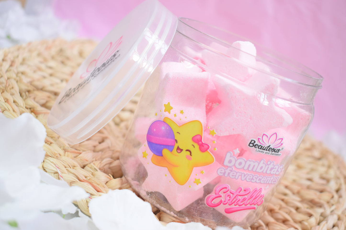 Bombas Efervescentes en Forma de Estrellas Rosas 500G