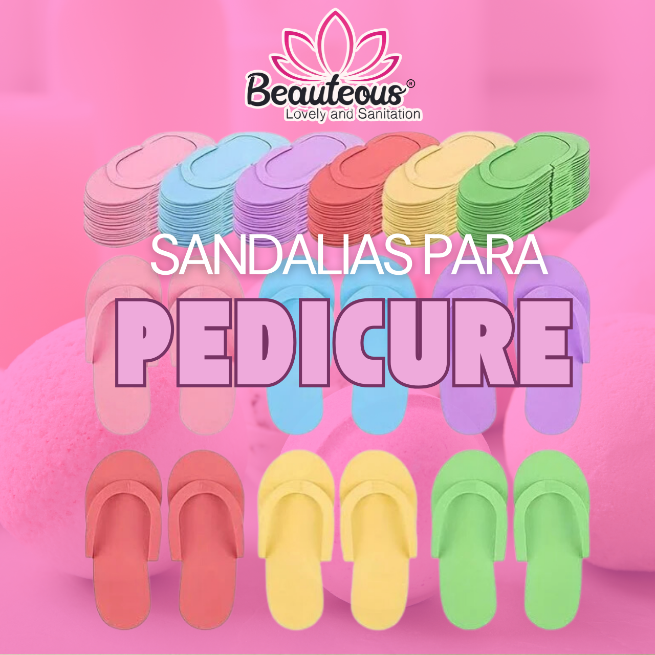 SANDALIAS DESECHALES PARA PEDICURE SPA CANTIDAD 3 PARES / BEAUTEOUS LOVELY