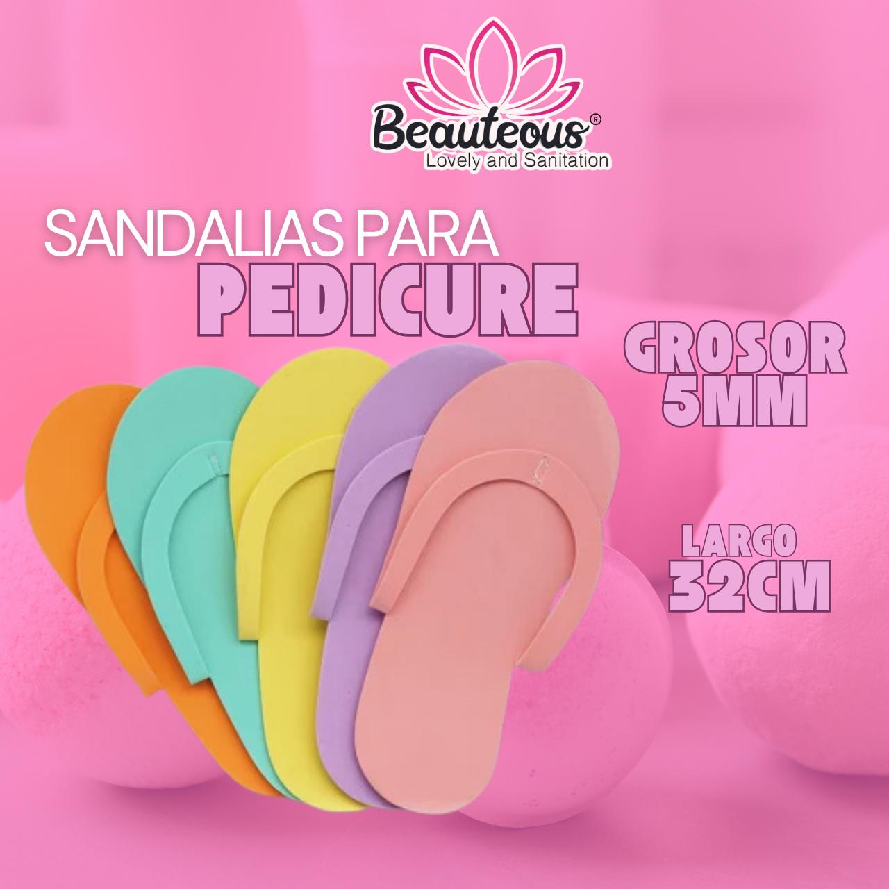 SANDALIAS DESECHALES PARA PEDICURE SPA CANTIDAD 3 PARES / BEAUTEOUS LOVELY