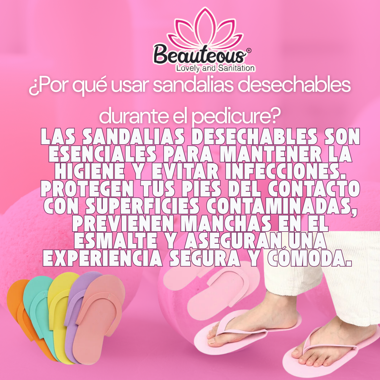 SANDALIAS DESECHALES PARA PEDICURE SPA CANTIDAD 3 PARES / BEAUTEOUS LOVELY