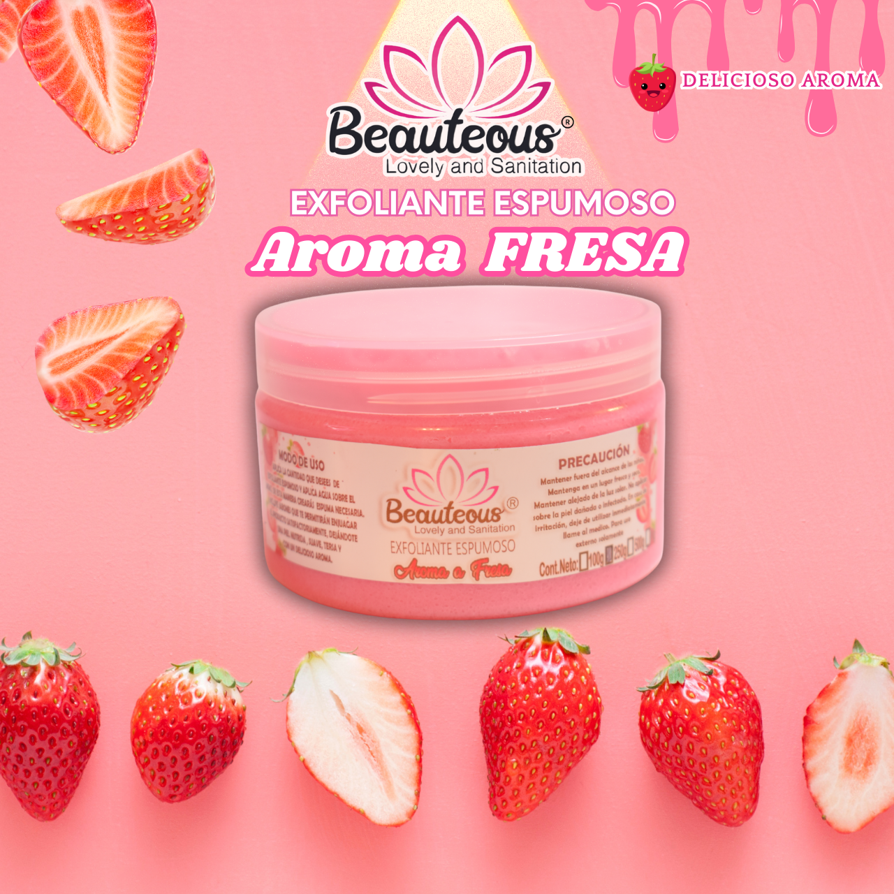 Exfoliante de manos y pies AROMA FRESA 250 grms