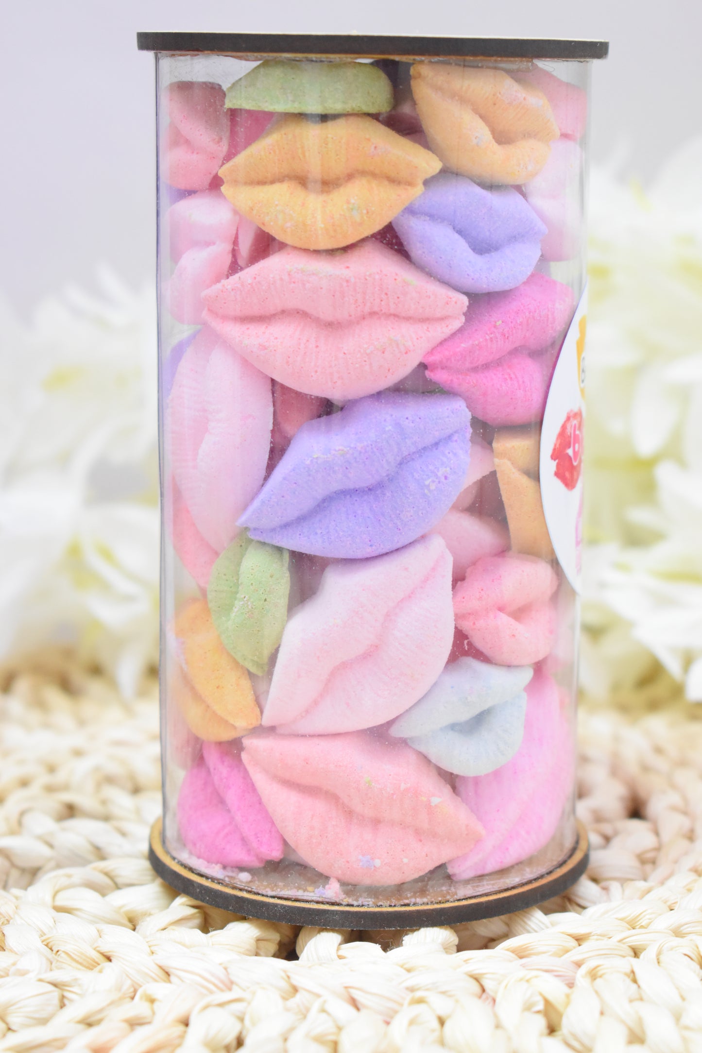 BOMBAS EFERVECENTES BOTE GRANDE BESOS MIX COLORES