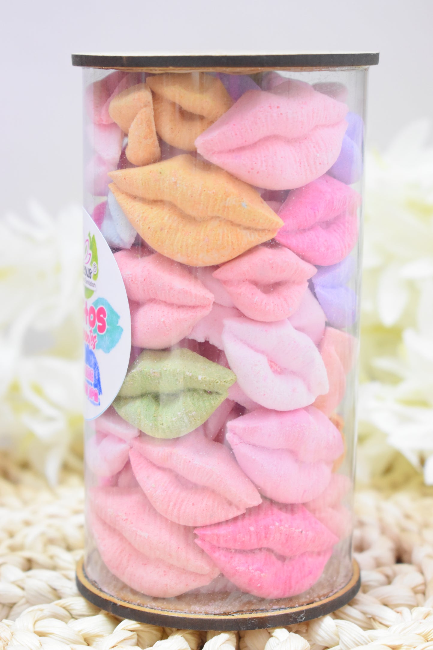 BOMBAS EFERVECENTES BOTE GRANDE BESOS MIX COLORES